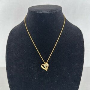 Vintage 1940s Gold Heart Pendant Necklace Lot A18